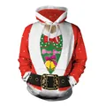 Sweat à capuche ample pour femme avec imprimé 3D de Père Noël et cordons blancs - M / Style de Costume de Père Noël (SB101-015)