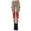Christmas leggings with Santa and snowflake prints in red, green and white diagonal stripes - S / Bottoms / Red Green White Twill Santa Pattern (SKDK074)