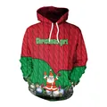 Christmas hoodie with digital knit print and Santa Claus art on festive red green fabric - Red Green Patchwork Santa Style (SB101-021)