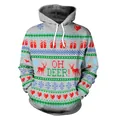 Grey Christmas hoodie featuring pixel-style reindeer and OH DEER text print - Gray Pixel Reindeer Style (SB101-022)