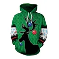 Christmas green hoodie with black reindeer silhouette and digital knit texture print - Green Silhouette Reindeer Style (SB101-024)