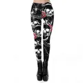 Women's Halloween high-waist yoga leggings with 3D skull and red rose prints in punk style - S / Secret Garden Skull Rose (WKDK1039)