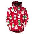 Red Christmas hoodie with polar bear digital print and kangaroo pocket for women - Red Polar Bear Style (SB101-043)