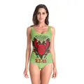 Light green one-piece swimsuit featuring a bold double-headed eagle and RJD graphic print - Grass Green Judgment Day Eagle Style (B126-125)