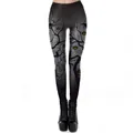 Legging d'Halloween pour femme avec citrouille sur tissu dégradé gris et noir - Style Dégradé de Citrouille Arbre Mort (WKDK1024)