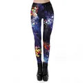 Women's 3D skull and Christmas print leggings in purple galaxy star pattern - Christmas Santa Reindeer Style (KDK1962)