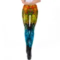 Vibrant rainbow gradient yoga leggings with intricate mandala floral print design - Gradient Rainbow Mandala Symmetrical Style (KDK1979)