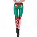Women's 2024 Christmas leggings featuring gingerbread and red-white stripe pattern - S / Christmas Sock Pattern (SKDK084)