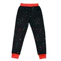 Kinder Jogginghose in Schwarz mit buntem Graffiti-Print und roten elastischen Bündchen - Buntes Konfetti Print Hose (T102-011) / 110