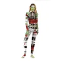 Women's 3D skeleton bodysuit with red blood stains for Halloween cosplay costumes - S / Skeleton Mummy Print (WB141-011)
