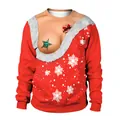 Adult Christmas sweatshirt with humorous 3D chest print and white snowflake patterns - M / Red Funny Print (SB102-037)