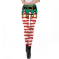 Women's Christmas elf leggings with pixel art prints and red white striped legs - S / Pixel Art Red White Stripe Style (SKDK103)