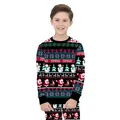 Zwart kersttrainingspak voor kinderen met kerstman- en XMAS-print, feestelijke set - Kerstman Sweatshirt (T103-018) / 110cm