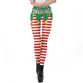 Christmas leggings with red white stripes and festive elf belt digital 3D print - Red White Stripe Belt (SKDK102)