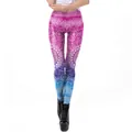 Women's gradient yoga leggings with white mandala print in pink purple and blue - S / Purple Gradient Mandala Style (KDK1989)