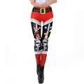 Women's Christmas leggings featuring 3D skull and holiday light print with festive belt - S / Christmas Skeleton Lights (SKDK100)