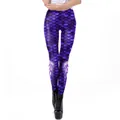 Purple mermaid scale print high waist yoga leggings with shimmering fishtail detail - Deep Purple Fish Scale Style (KDK1993)