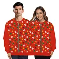 Festive red two-person Christmas hoodie with 3D cartoon prints for couples and parties - S/M / Red All-over Christmas Elements Pattern (SB162-012)