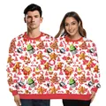 Festive Christmas two-person oversized hoodie with cartoon 3D digital holiday prints - S/M / White Red Green Gingerbread Man Print (SB162-015)