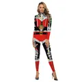 Combinaison de Noël pour femme avec imprimé squelette 3D et manches longues coupe ajustée - S / Style Squelette de Noël (SB142-003)