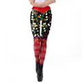 Women's Christmas leggings with holiday prints and festive snowflake patterns - Nordic Snowflake Bow (SKDK096)