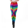 Slim fit high waisted leggings featuring vibrant rainbow 3D digital tie-dye print design - S / Rainbow Ring Tie Dye Style (KDK1974)
