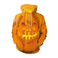 Halloween Hoodie in Orange mit bösem 3D-Kürbis-Digitaldruck und Nahtverzierungen - M / Orangefarbener Kürbis-Stil (WB101-028)