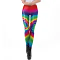 Rainbow tie-dye high waisted yoga leggings with colorful geometric patterns for women - S / Rainbow Tie Dye Geometric Symbols Style (KDK1973)