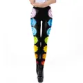 High-waist black yoga leggings with colorful chakra print on side and slim fit style - S / Black Base Colored Chakra Totem Style (KDK1986)