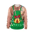 Funny Christmas 3D hairy chest and green apron print sweatshirt for couples - M / Tops / Green Apron Hairy Chest Style (SB102-028)