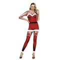 Combinaison moulante pour femme imprimé 3D Père Noël avec motif de ceinture de fête - S / Rouge de Noël Sexy (SB142-002)