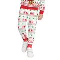 Pyjama de Noël pour enfants avec imprimés rennes, sapins et motifs de cloches dorées - Pantalon de Noël pour Enfants Rouge Blanc (T102-013)