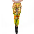 Women's 3D printed leggings with yellow Ganesha and mandala patterns for yoga fitness - Yellow Orange Green Ganesha Mandala Style (KDK1980)
