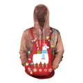 3D Christmas hoodie with funny reindeer llama print and realistic hairy chest effect - M / Novelty Alpaca Chest Hair Style (SB101-064)