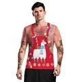 Funny 3D digital print Christmas apron and chest hair pattern men's short sleeve T-shirt - Alpaca Apron Funny Style (SB129-9012)