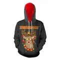 Black Christmas hoodie featuring realistic knit texture and festive reindeer with gold glasses - M / Black Knit Reindeer Sunglasses Style (SB101-067)