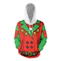 Felpa natalizia 3D con renne e campanellini in stile pixel art festivo - Stile Elfo di Natale Rosso e Verde (SB101-073)
