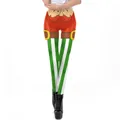 St. Patrick's Day leggings with leprechaun beard print and green shamrock stripes - S / Irish Leprechaun Stripe Style (KDK2007)