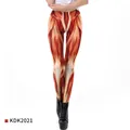 Damen-Leggings mit 3D-Anatomie-Muskel-Druck in Rot und Weiß, perfekt für sportliche Fitness - Muskel Anatomie Textur Leggings (KDK2021)