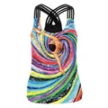 Women's 3D floral digital print tank top with colorful spiral pattern and crisscross back - Colorful Vortex Art Style (B104-073)