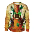 Sudadera San Patricio con estampado de cerveza y tréboles con motivos festivos verdes - M / Patrón de Multitud Fiesta Cerveza (B102-048)