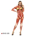 Damen-Body mit realistischem 3D-Digitaldruck menschlicher Anatomie und Muskelstrukturen - M / Muskel Anatomie Textur Jumpsuit (B142-100)