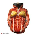 Hoodie mit 3D-Muskelanatomie-Druck, weißen Kordelzügen und realistischer Oberkörper-Textur - M / Muskel Anatomie Textur Kapuzenpullover (B101-389)