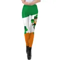 Legging femme pour la Saint-Patrick avec motif tricolore vert, blanc et orange vif - Style Épissage Tricolore Irlandais (KDK2012)