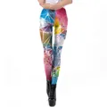 Dames slim-fit leggings met kleurrijke geometrische 3D-print en hoge taille ontwerp - S / Kleurrijke Geometrische Patchwork Stijl (KDK2002)