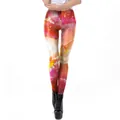 Dames 3D digitaal geprinte legging met roze en oranje sterren geometrische patronen - S / Roze Oranje Nevel Stijl (KDK2003)