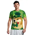 Groen St. Patrick's Day T-shirt met grappige Doge-meme en een Ierse kabouterhoed - S / Groene Hoed Doge Patroon (B129-9314)