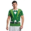 St. Patrick's Day T-shirt voor heren met groene smokingvest 3D-print en klavermotieven - S / Klaver Vest Patroon (B129-9224)