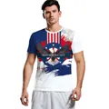 White Independence Day T-shirt for men featuring a bald eagle and star stripe print - Independence Day Eagle Style (B129-9171)