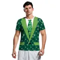 Men's St. Patrick's Day green shamrock suit print short sleeve t-shirt for parties - Funny Green Suit Pattern (B129-9225)